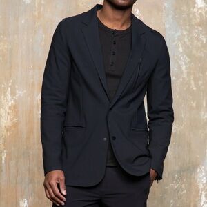 Paskho Men Black Tech Travel Stretch Blazer Jacket M Performance minimal Modern